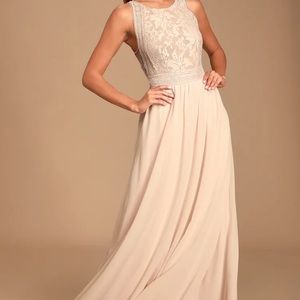 Forever and Always Blush Pink Lace Maxi Dress